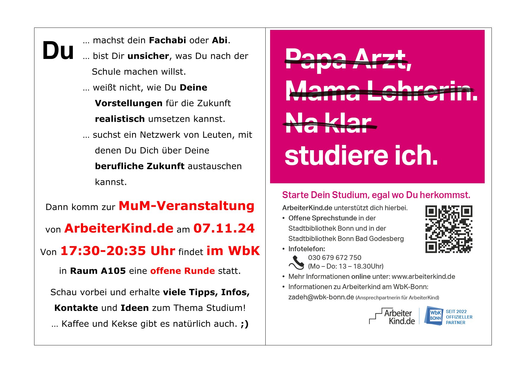 Flyer zur MuM-Veranstaltung am 07.11.2024