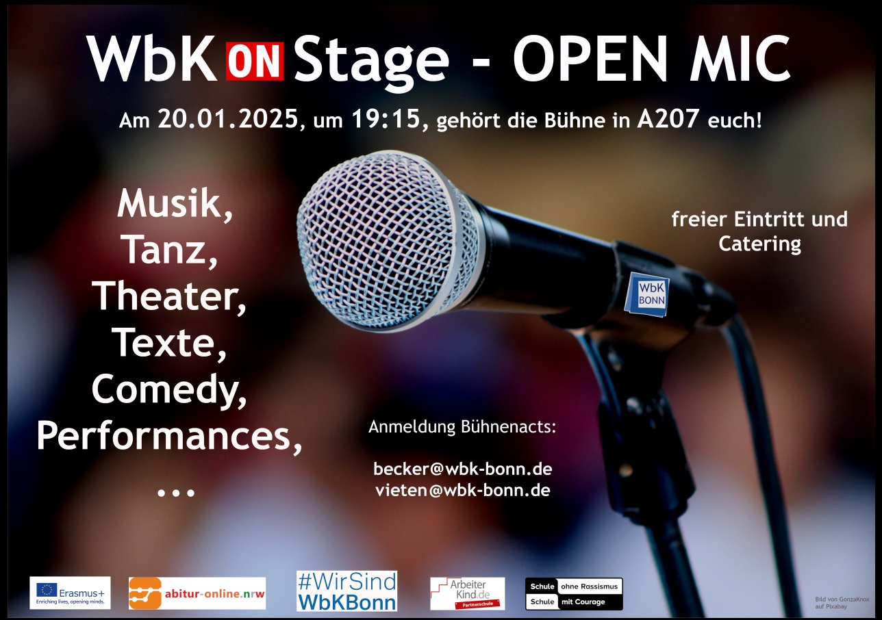 Werbung für den Open-Mic-Abend beim WbK on Stage